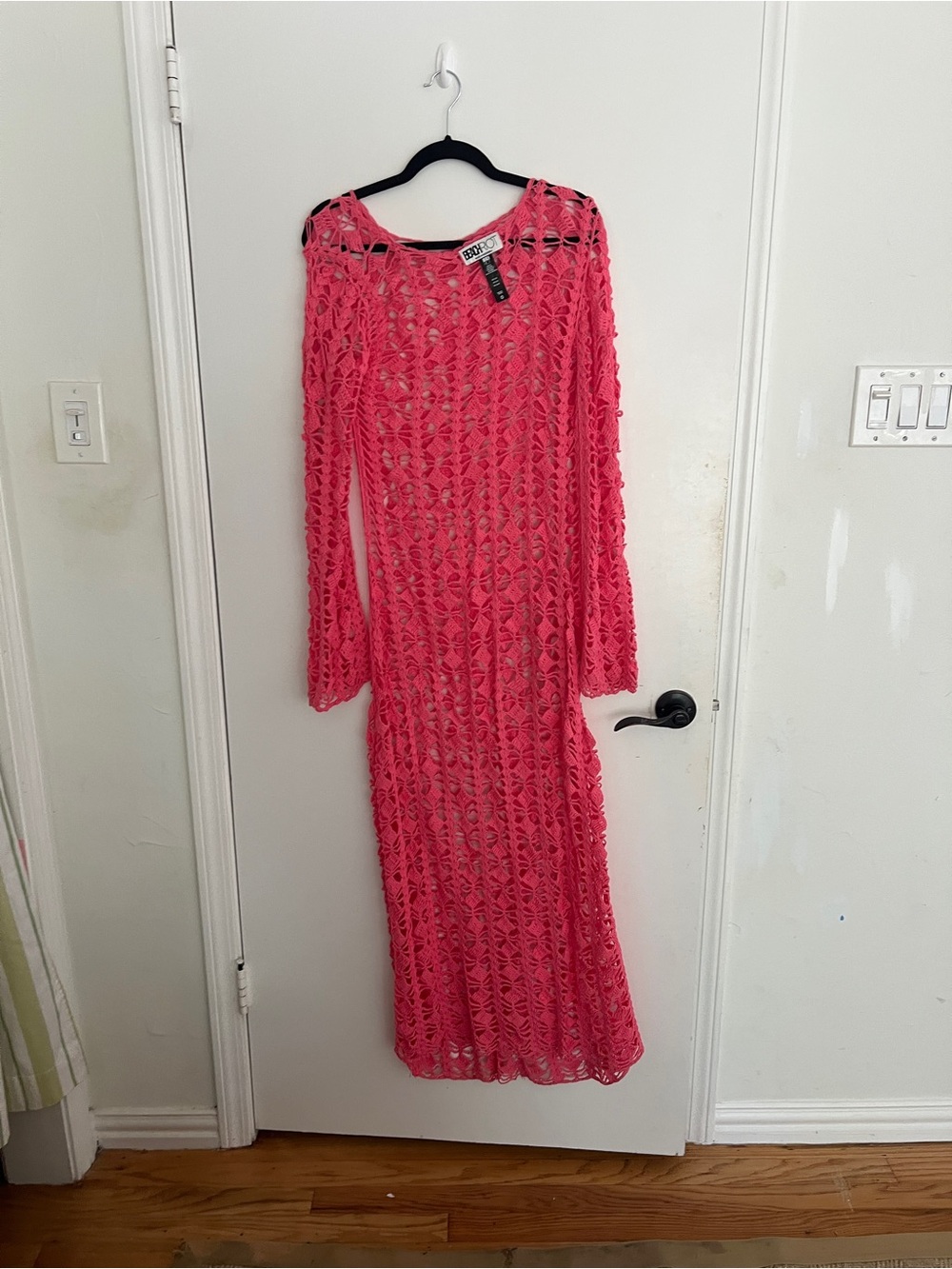Beach Riot pink red Crochet Long-Sleeve Maxi Coverup - Picture 2 of 7